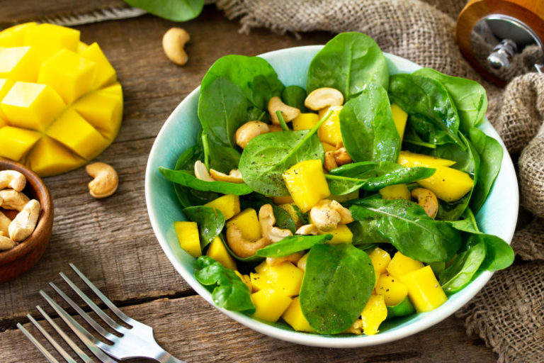 Mango, Spinach &amp; Cashew Salad with Lime &amp; Honey Balsamic Dressing